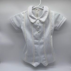 1970s Infant Boys Summer Romper White Vintage Retro Fashion Movie Wardrobe 3-6M